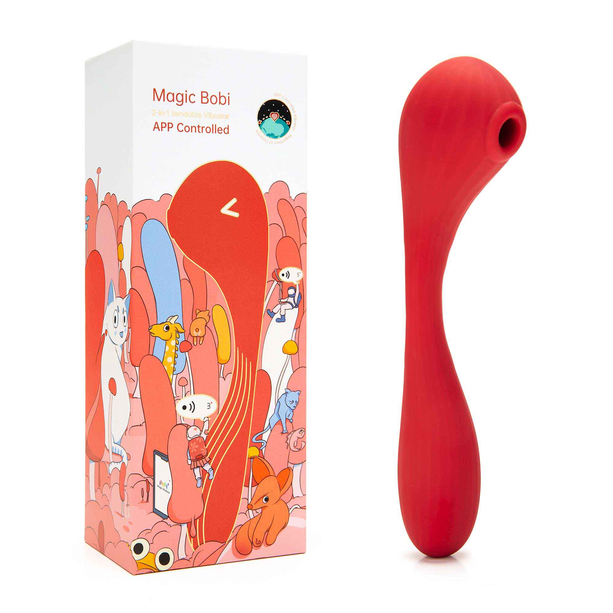 Magic Motion Bobi - RED APP Controlled Smart 2-in-1 Bendable Vibrator - MM-BOBI RED