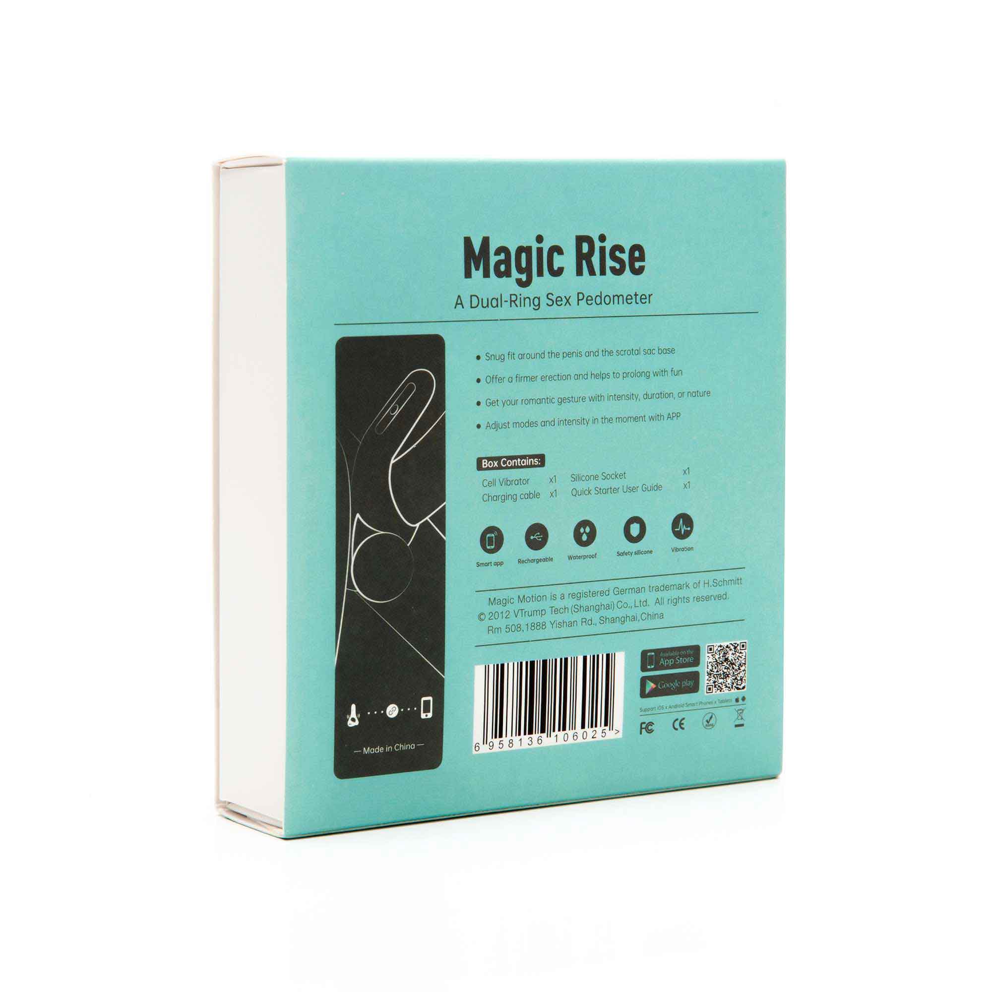 Magic Motion Rise TURQUOISE APP Controlled A Smart Wearable Cockring - MM-RISE TURQ